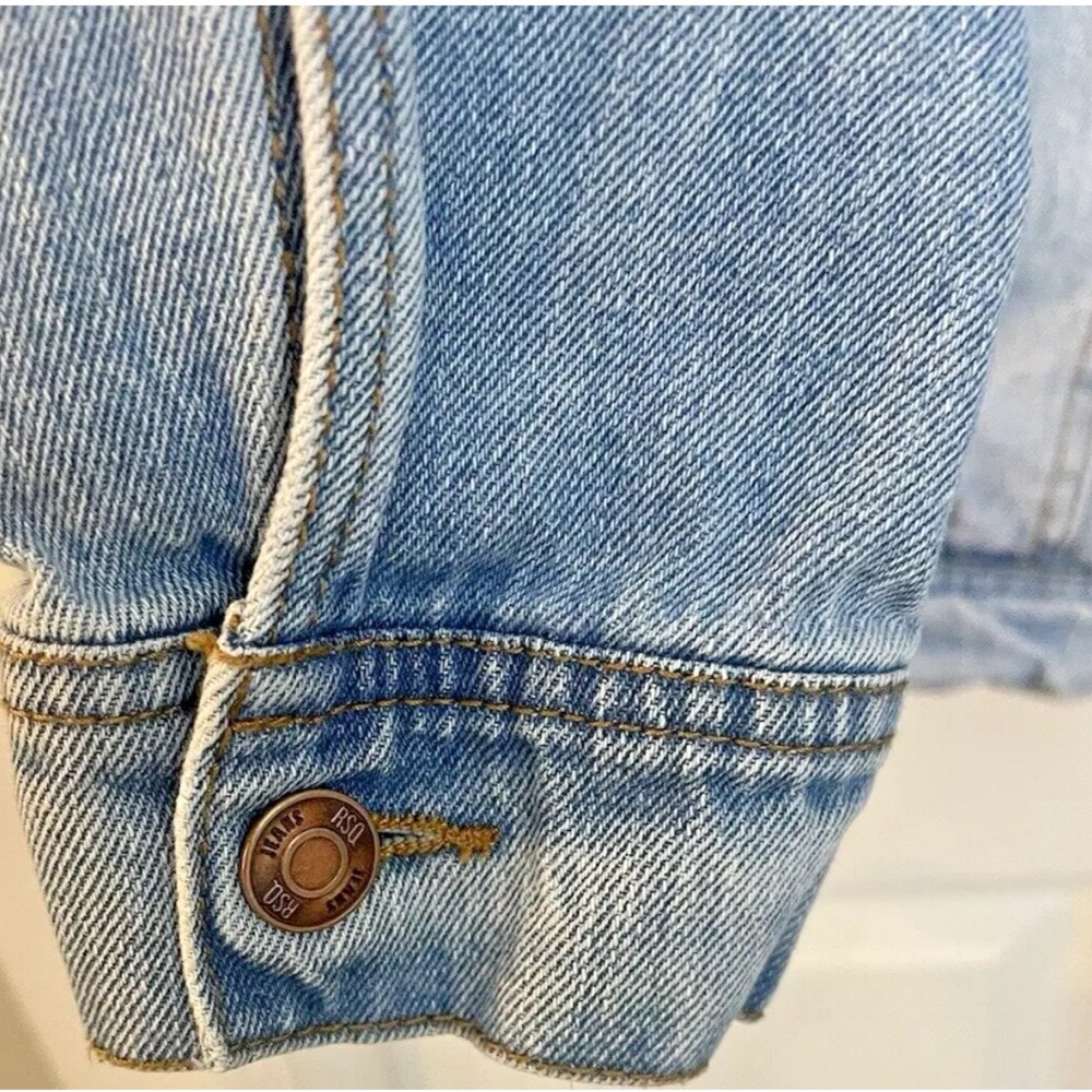 Vintage RSQ Denim Jacket With Sherpa Collar And Lining Fall Layering Blue, XS - Picture 9 of 16